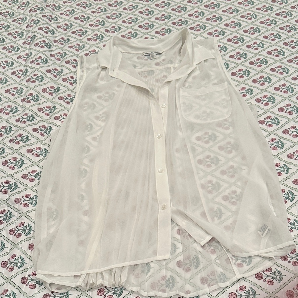 Sheer White Sleeveless Blouse